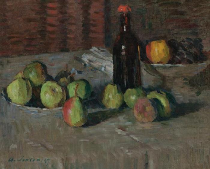 Alexej von Jawlensky Stilleben mit Apfeln und Flasche china oil painting image